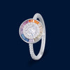 #AD235 - Anillo Multicolor Piedra Zirconia Circular Plata - IP3.3