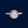 #AD235 - Anillo Multicolor Piedra Zirconia Circular Plata - IP3.3