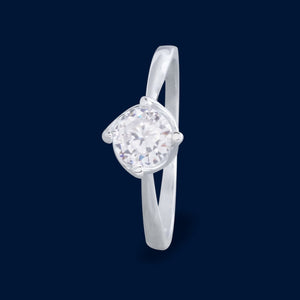 #AD238 - Anillo Solitario Piedra Zirconia Plata - C25/2.7