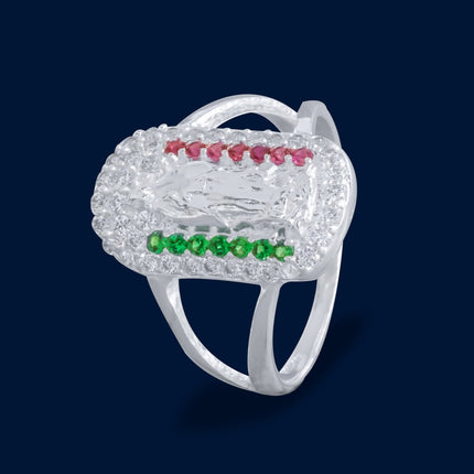 #AD262 - Anillo Virgen De Guadalupe Piedra Zirconia Plata - A13/3.5