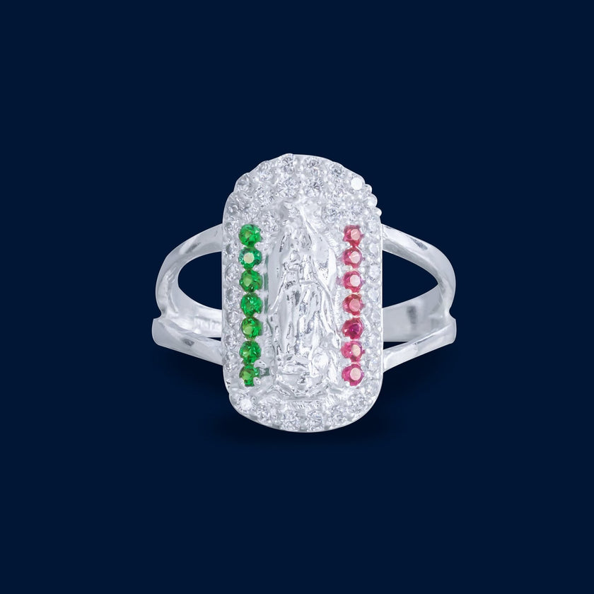 #AD262 - Anillo Virgen De Guadalupe Piedra Zirconia Plata - F3.5