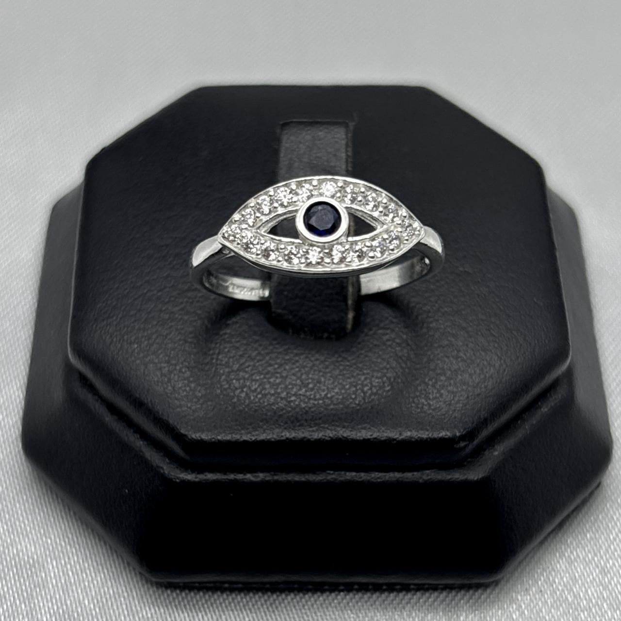 #AD277 - Anillo Ojo Con Piedra Zirconia Plata - F2.0
