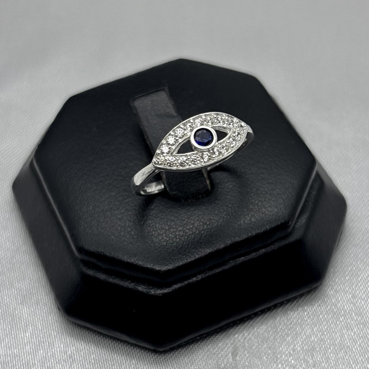 #AD277 - Anillo Ojo Con Piedra Zirconia Plata - F2.0