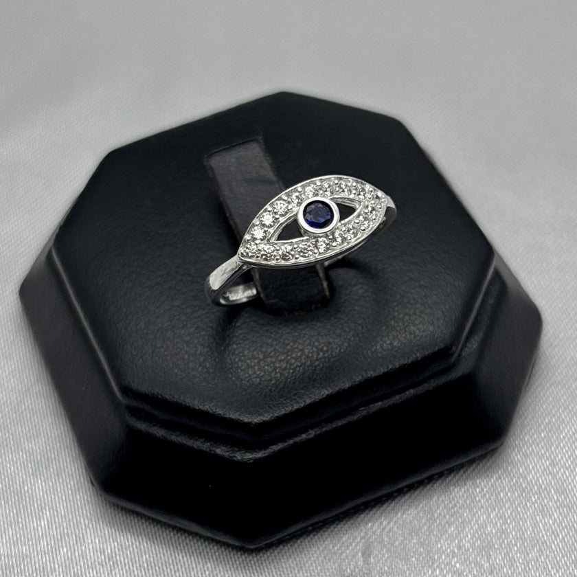 #AD277 - Anillo Ojo Con Piedra Zirconia Plata - F2.0