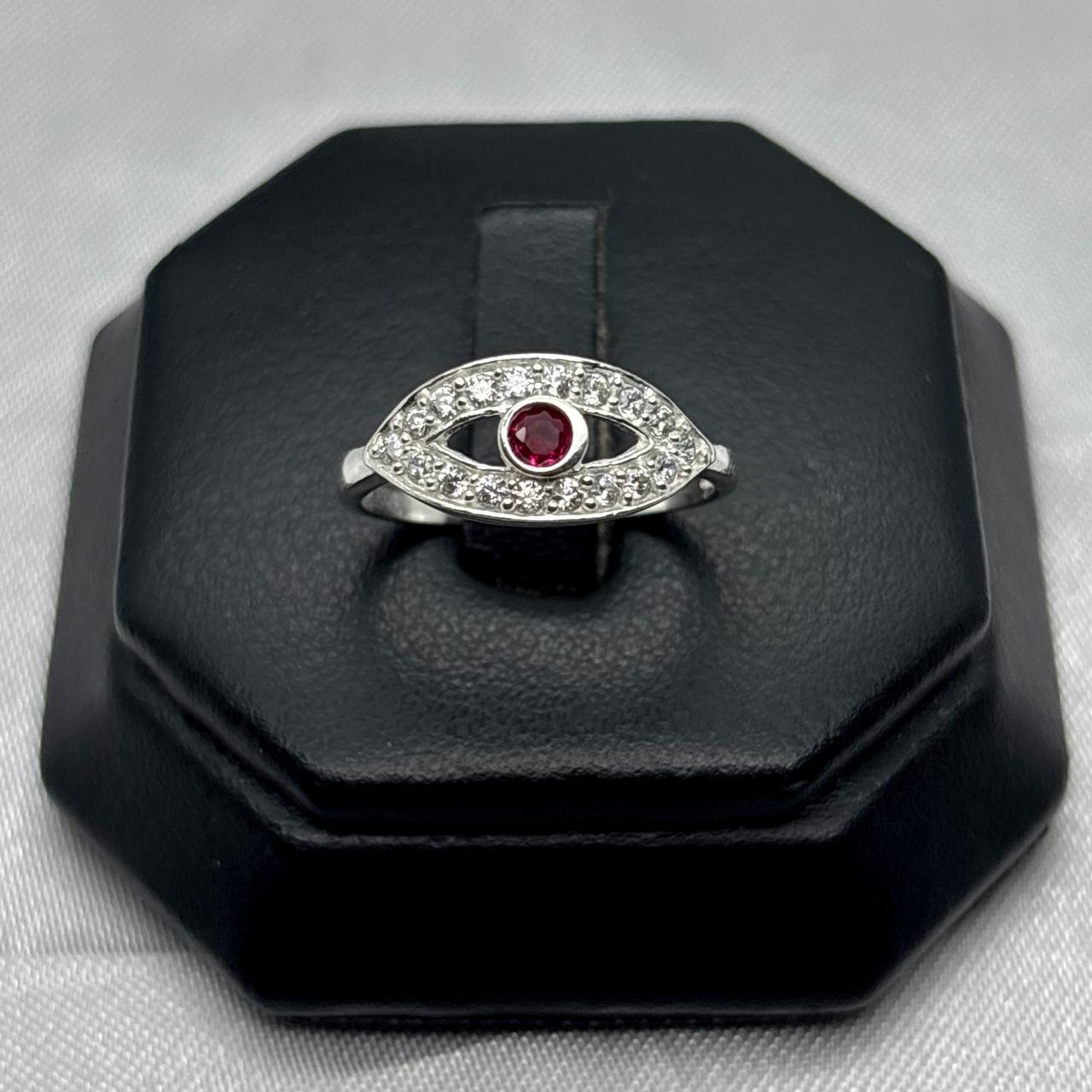 #AD277 - Anillo Ojo Con Piedra Zirconia Plata - F2.0