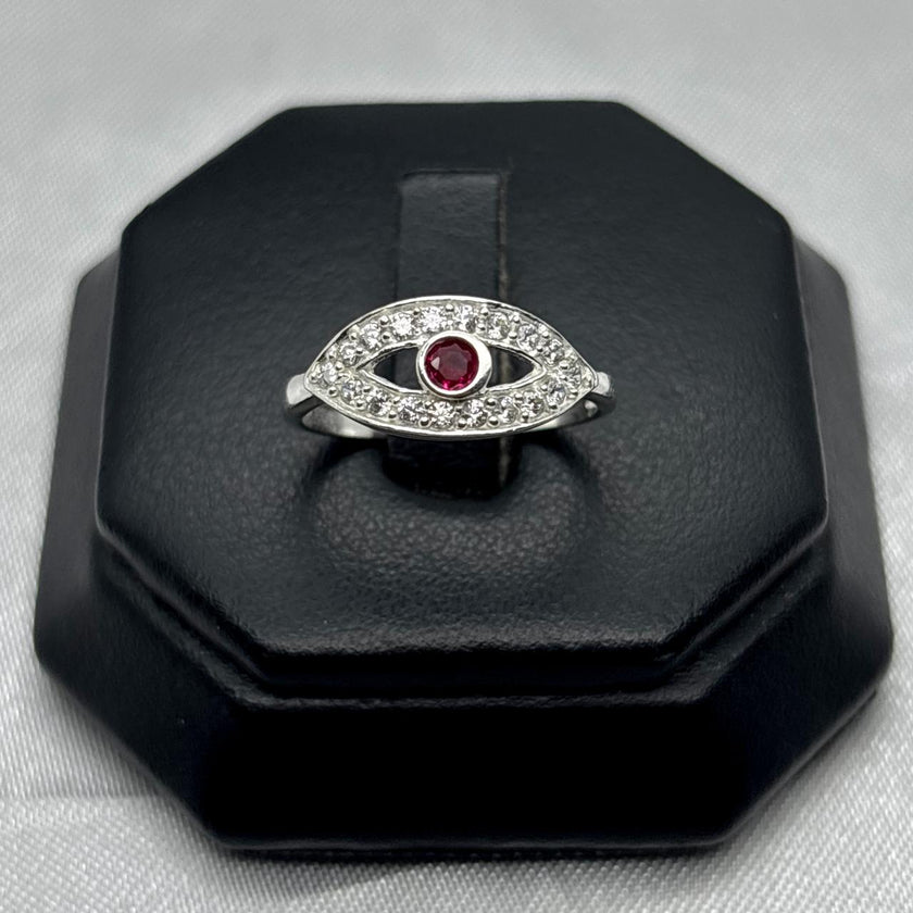 #AD277 - Anillo Ojo Con Piedra Zirconia Plata - F2.0