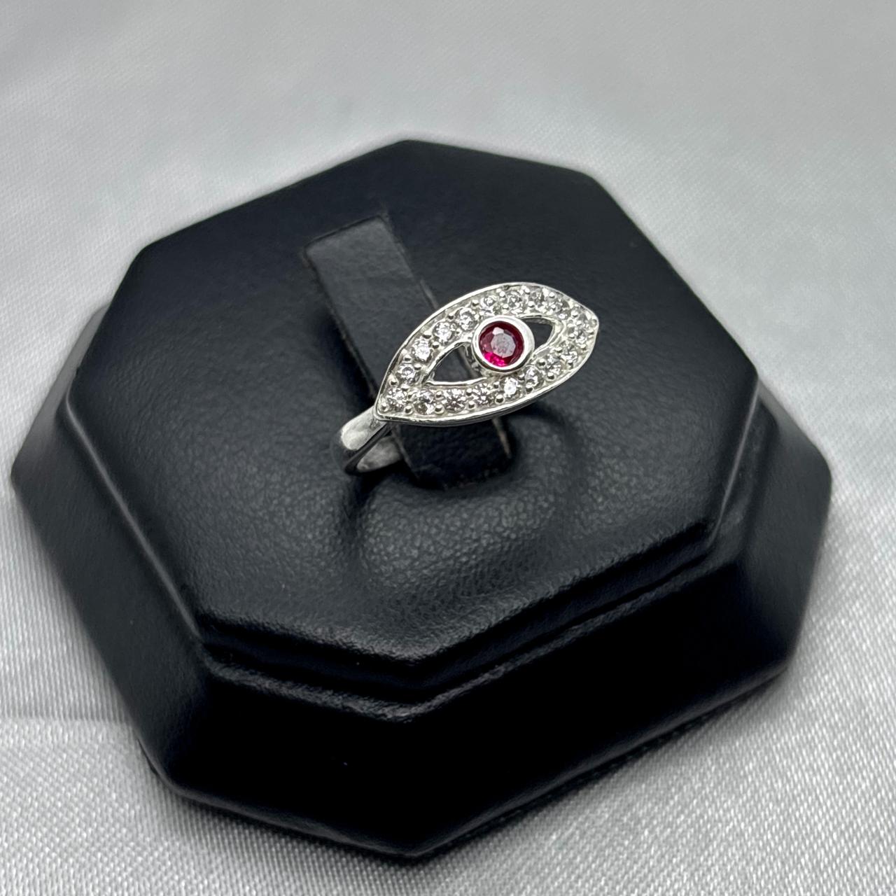 #AD277 - Anillo Ojo Con Piedra Zirconia Plata - F2.0