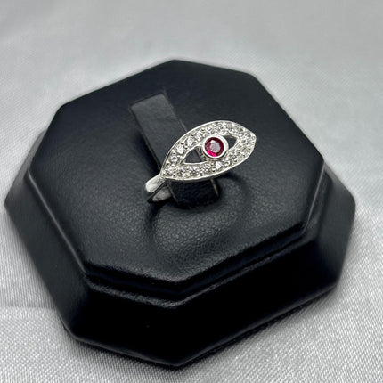#AD277 - Anillo Ojo Con Piedra Zirconia Plata - A13/2.0