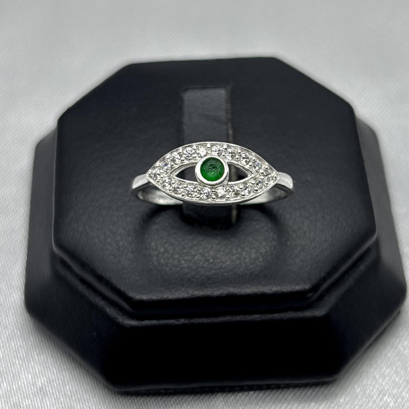 #AD277 - Anillo Ojo Con Piedra Zirconia Plata - F2.0