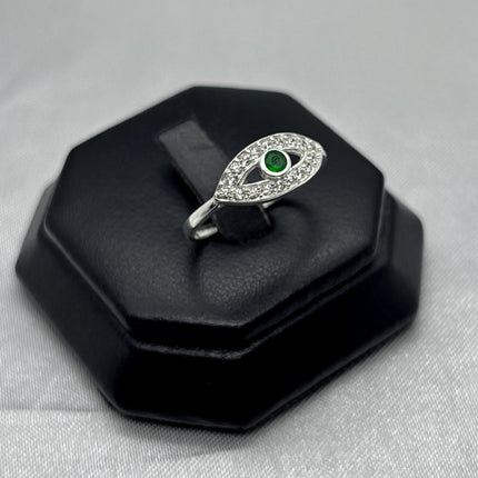 #AD277 - Anillo Ojo Con Piedra Zirconia Plata - A13/2.0
