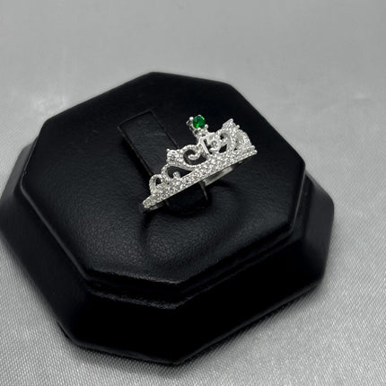 #AD300 - Anillo Corona De 15 años/XV's Con Piedra Zirconia Plata - A13/1.8