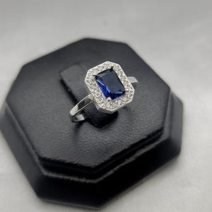 #AD358 - Anillo Solitario Piedra Zirconia Cuadrada Central Plata - B10/2.0