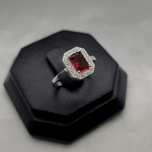 #AD358 - Anillo Solitario Piedra Zirconia Cuadrada Central Plata - B10/2.0