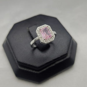 #AD358 - Anillo Solitario Piedra Zirconia Cuadrada Central Plata - B10/2.0