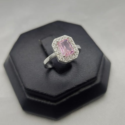 #AD358 - Anillo Solitario Piedra Zirconia Cuadrada Central Plata - B10/2.0