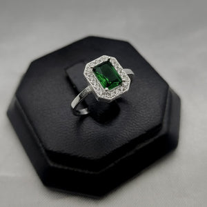 #AD358 - Anillo Solitario Piedra Zirconia Cuadrada Central Plata - B10/2.0