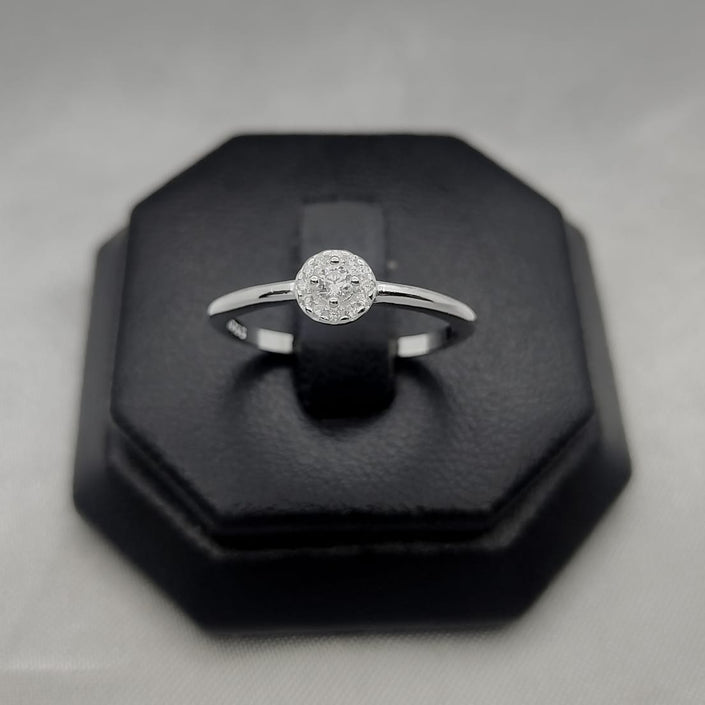 #AD371 - Anillo Solitario Piedra Zirconia Central Plata - C14/1.8