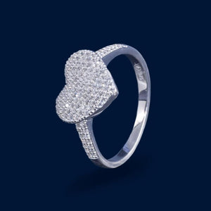 #AD398 - Anillo De Corazón Con Piedra Zirconia De Plata - B18/3.0