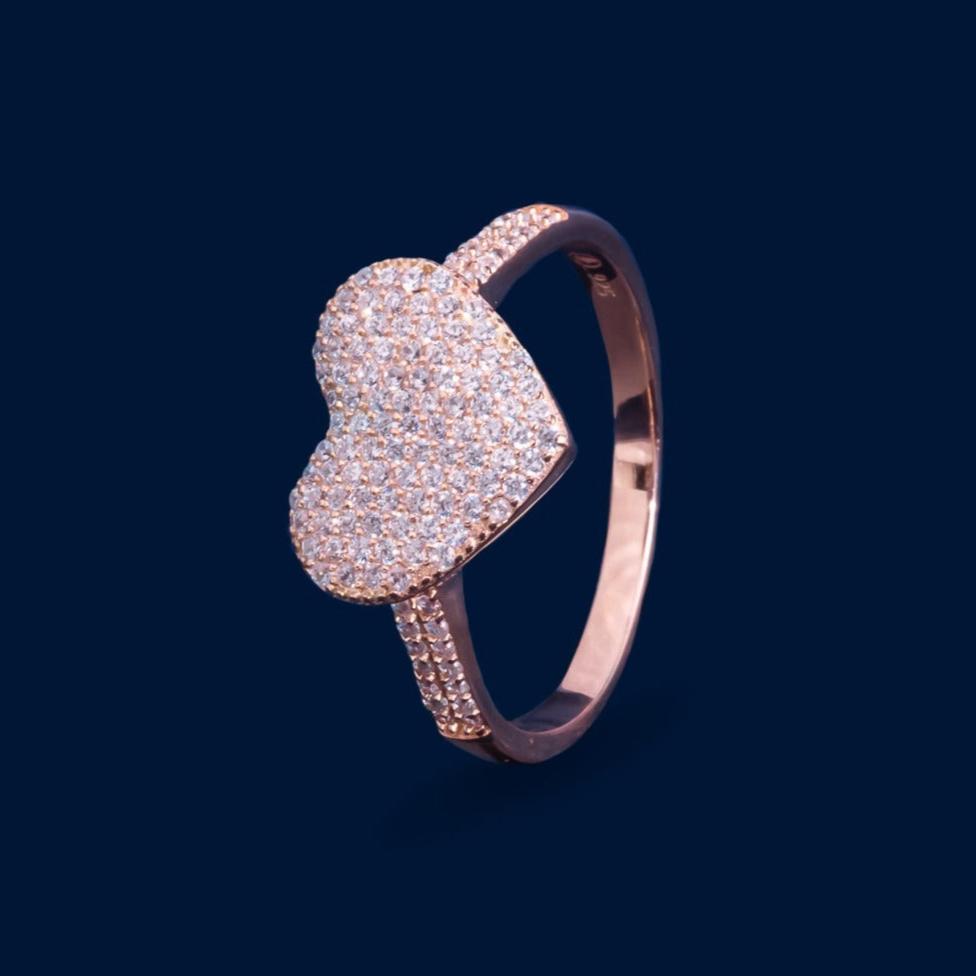 #AD398 - Anillo De Corazón Con Piedra Zirconia De Plata - MI3.0