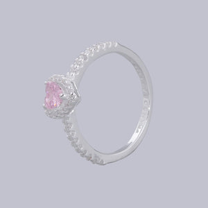 #AD418 - Anillo Solitario Corazón Piedra Zirconia Plata - B12/2.6