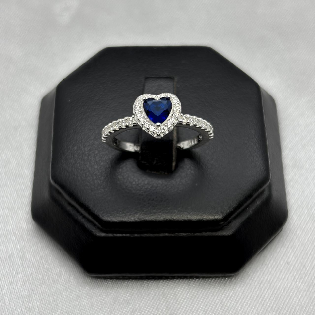 #AD418 - Anillo Solitario Corazón Piedra Zirconia Plata - B12/2.6