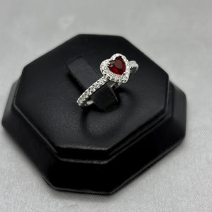 #AD418 - Anillo Solitario Corazón Piedra Zirconia Plata - B12/2.6