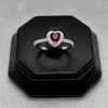 #AD418 - Anillo Solitario Corazón Piedra Zirconia Plata - B12/2.6