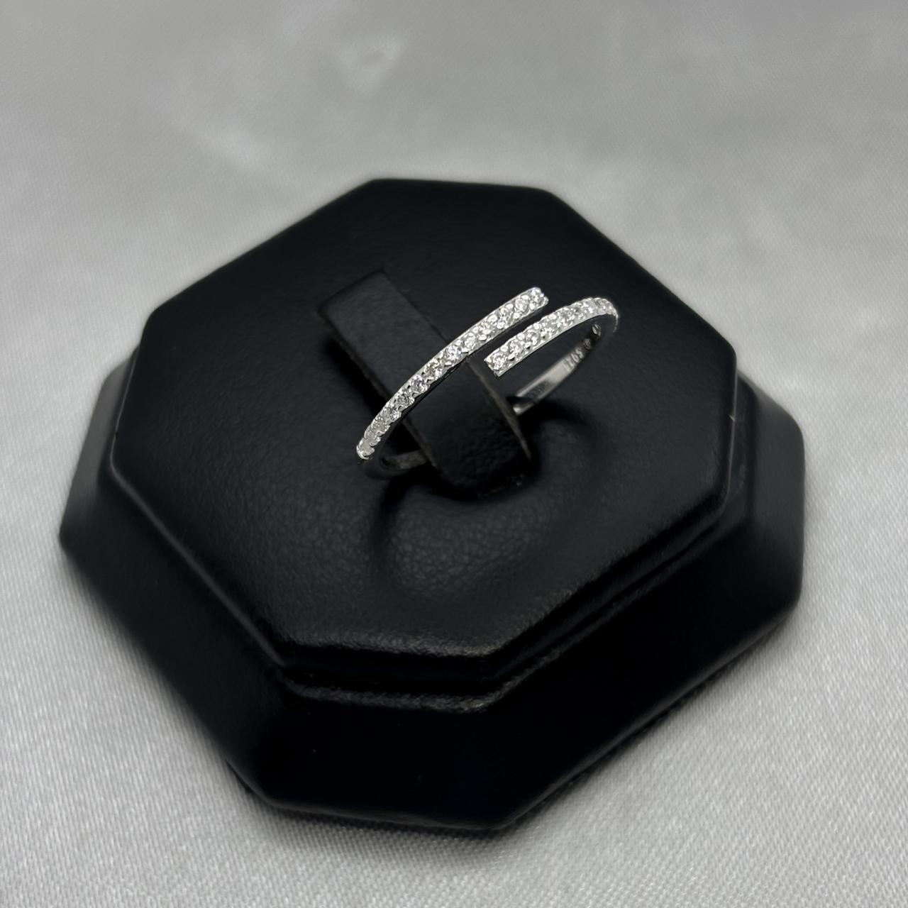 #AD428 - Anillo Ajustable Con Piedra Zirconia Plata - B12/1.3