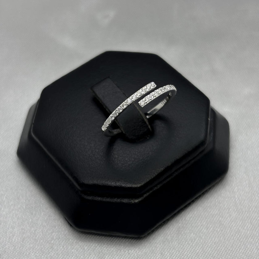 #AD428 - Anillo Ajustable Con Piedra Zirconia Plata - B12/1.3