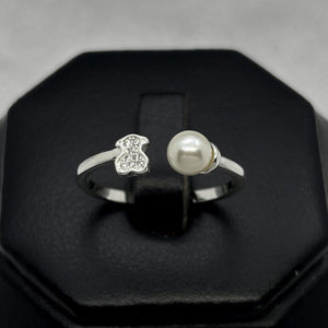 #AD429 - Anillo Ajustable Oso/Osito Tipo Tous Piedra Zirconia Plata - B12/1.6