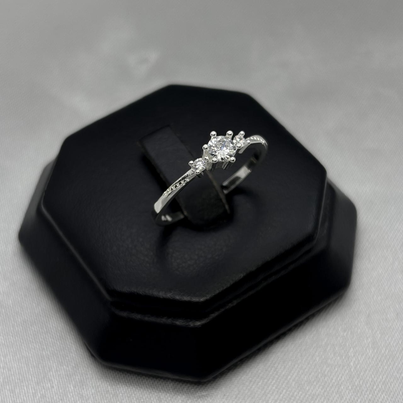 #AD431 - Anillo Solitario Piedra Zirconia Plata - B11/1.9