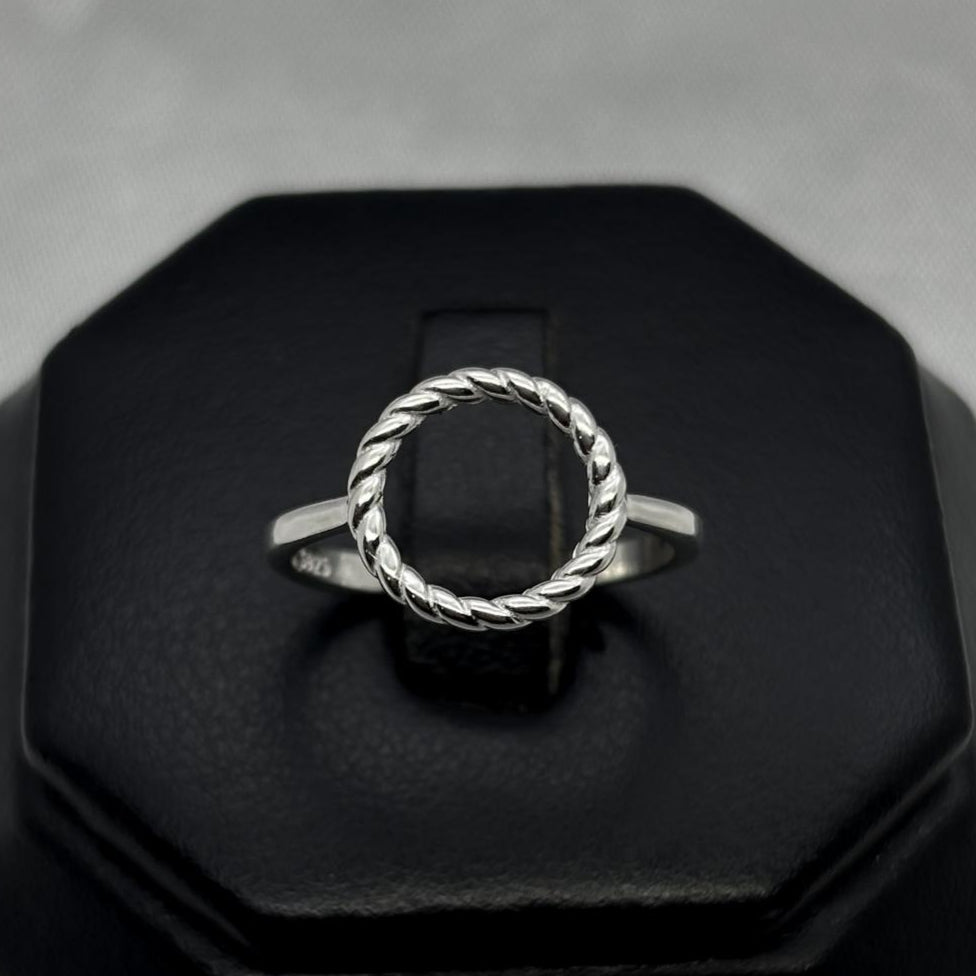 #AD432 - Anillo Circular Trenzado Central Plata - B11/1.6