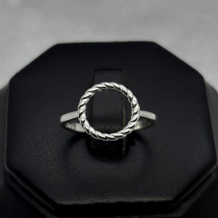 #AD432 - Anillo Circular Trenzado Central Plata - B11/1.6