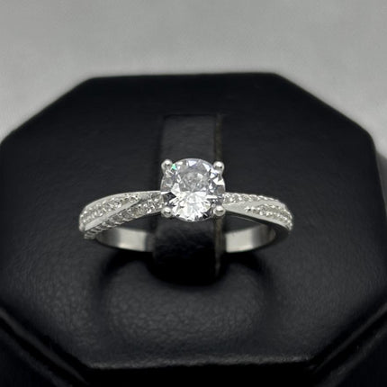 #AD447 - Anillo Solitario Piedra Zirconia Plata - B12/2.5