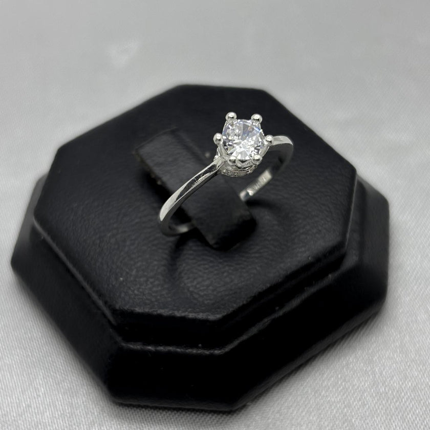 #AD451 - Anillo Solitario Flor Piedra Zirconia Plata - A13/2.0