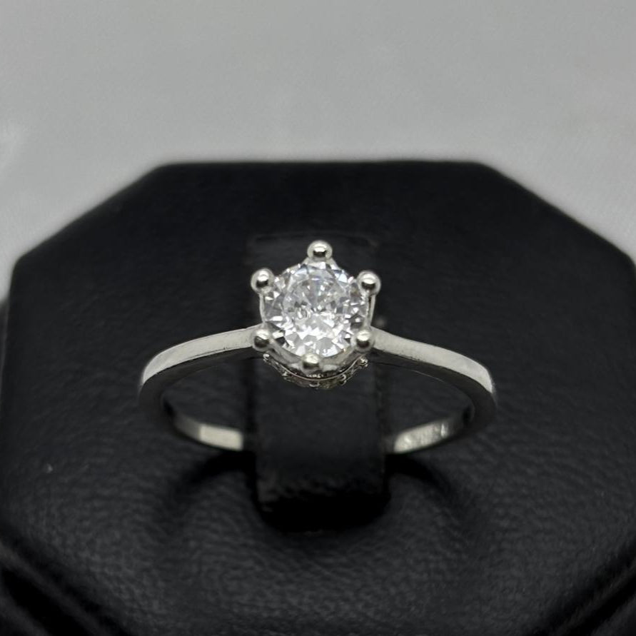 #AD451 - Anillo Solitario Flor Piedra Zirconia Plata - A13/2.0