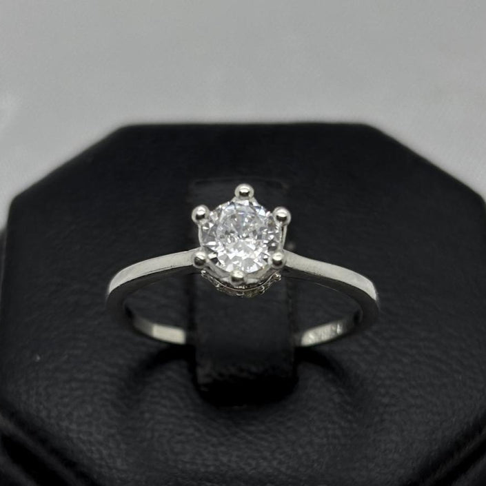 #AD451 - Anillo Solitario Flor Piedra Zirconia Plata - A13/2.0