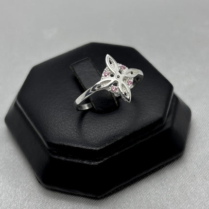 #AD453 - Anillo Nudo De Bruja Piedra Zirconia Plata - A10/1.7
