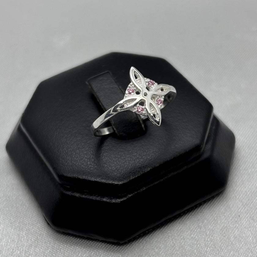 #AD453 - Anillo Nudo De Bruja Piedra Zirconia Plata - A10/1.7