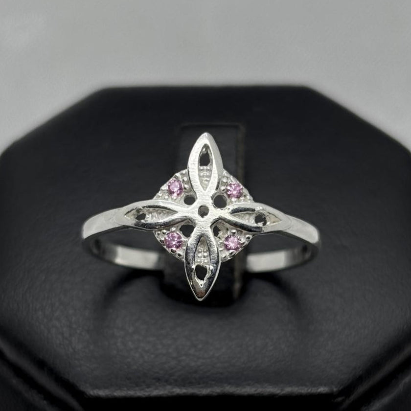 #AD453 - Anillo Nudo De Bruja Piedra Zirconia Plata - A10/1.7