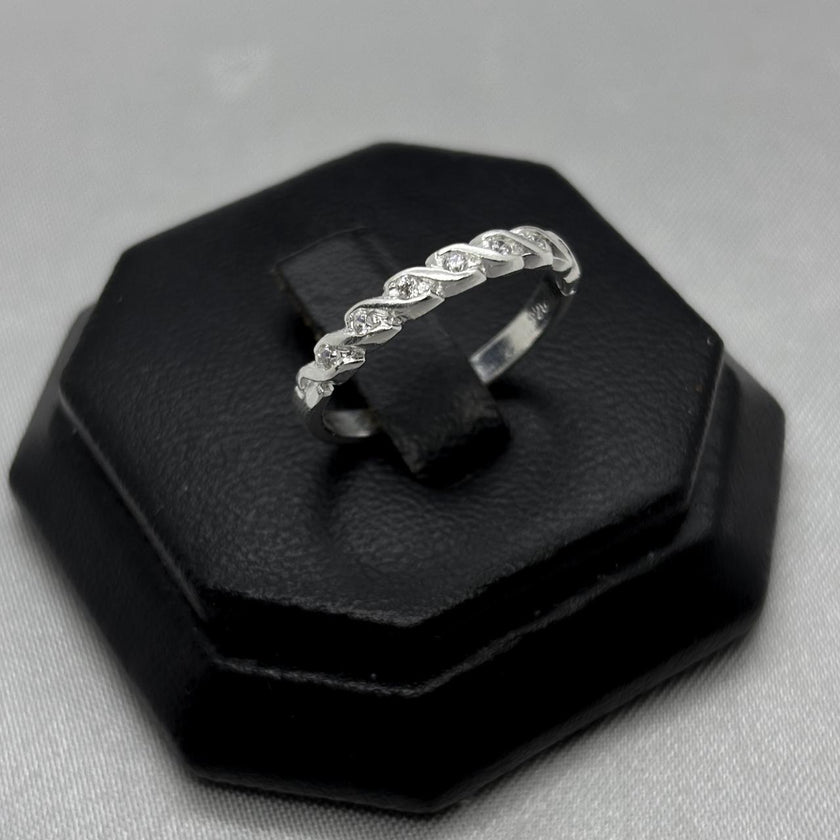 #AD454 - Anillo Media Churumbela Piedra Zirconia Plata - A10/1.7