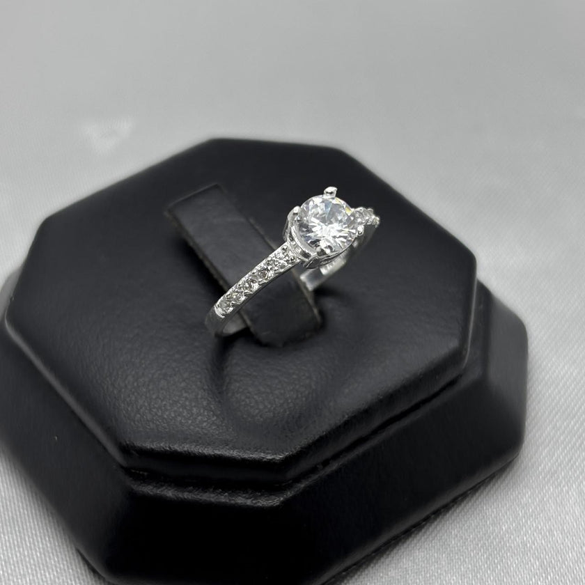 #AD456 - Anillo Solitario De Dama Con Zirconia Plata - B09/1.9