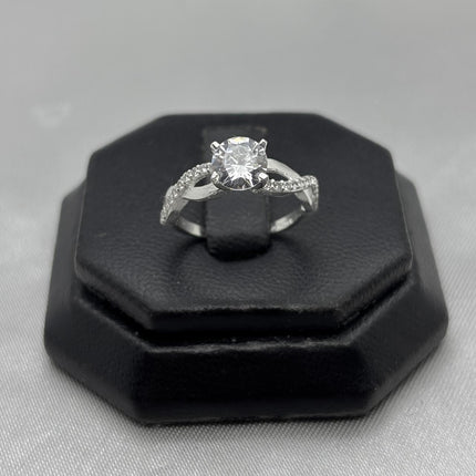 #AD459 - Anillo Solitario De Dama Hermoso Diseño Con Zirconia Plata - B09/2.4