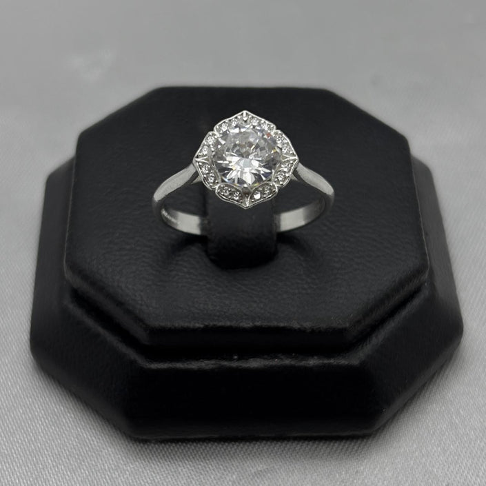 #AD460 - Anillo Solitario De Dama Con Zirconia Circular Plata - B09/2.5