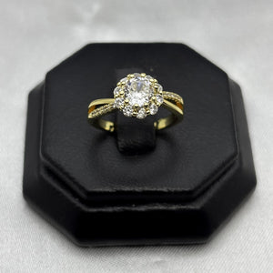 #AOL149 - Anillo Ajustable Flor Con Zironia Oro Laminado 18K - LA030/