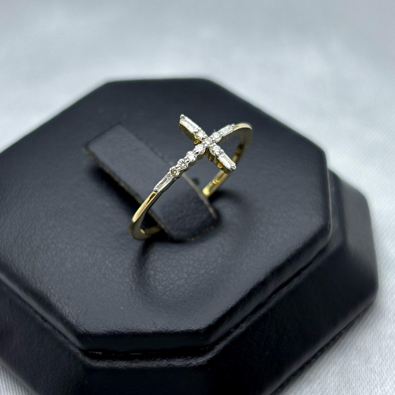 #ADX10105 - Anillo Cruz Con Diamante Natural Oro 10K - LX275/