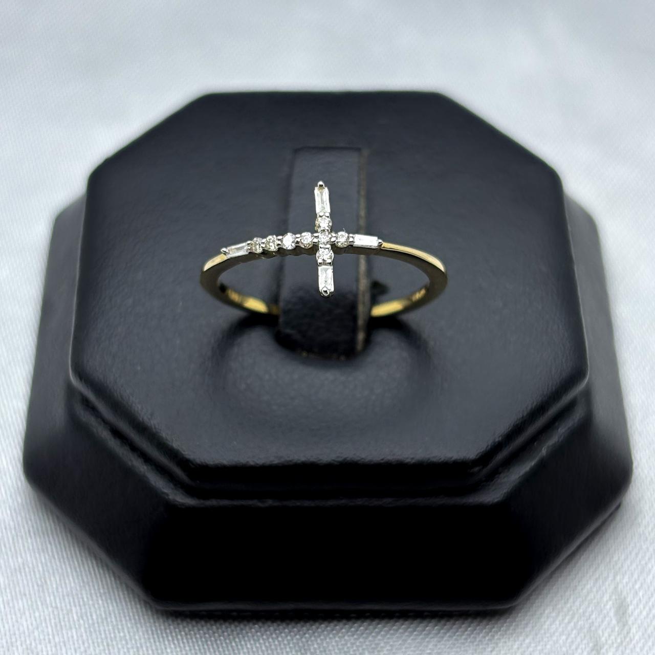 #ADX10105 - Anillo Cruz Con Diamante Natural Oro 10K - LX275/