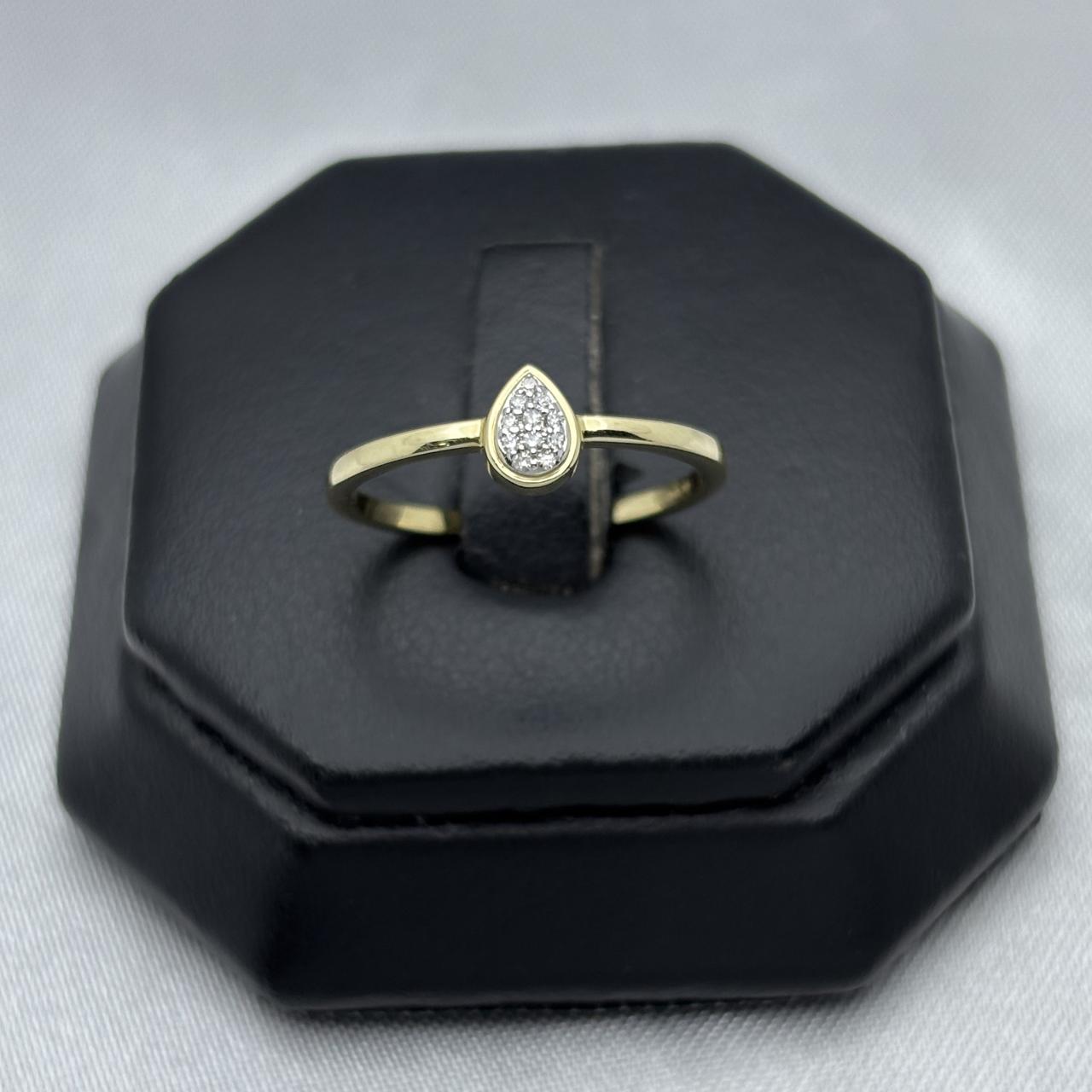 #ADX10109 - Anillo Con Diamante Natural En Gota/Pera Oro 10K - LX255/