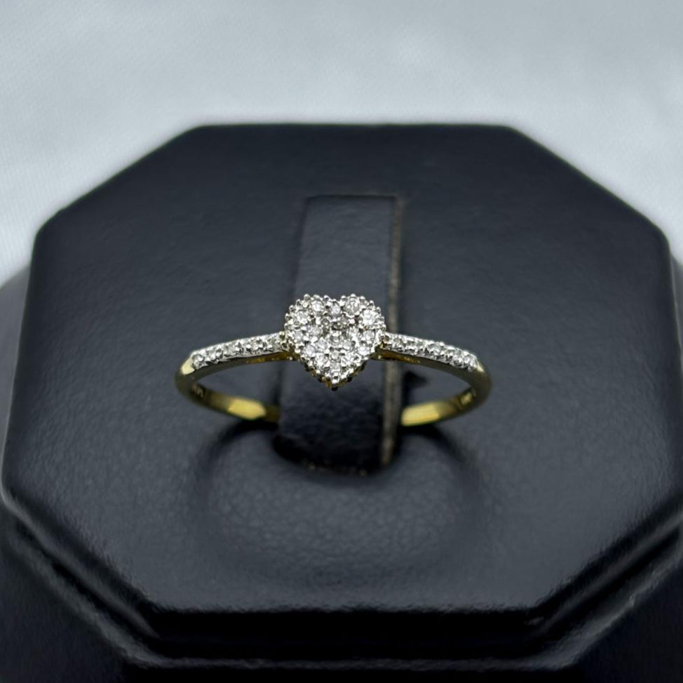 #ADX10111 - Anillo Corazón Con Diamante Natural Oro 10K - MX235/