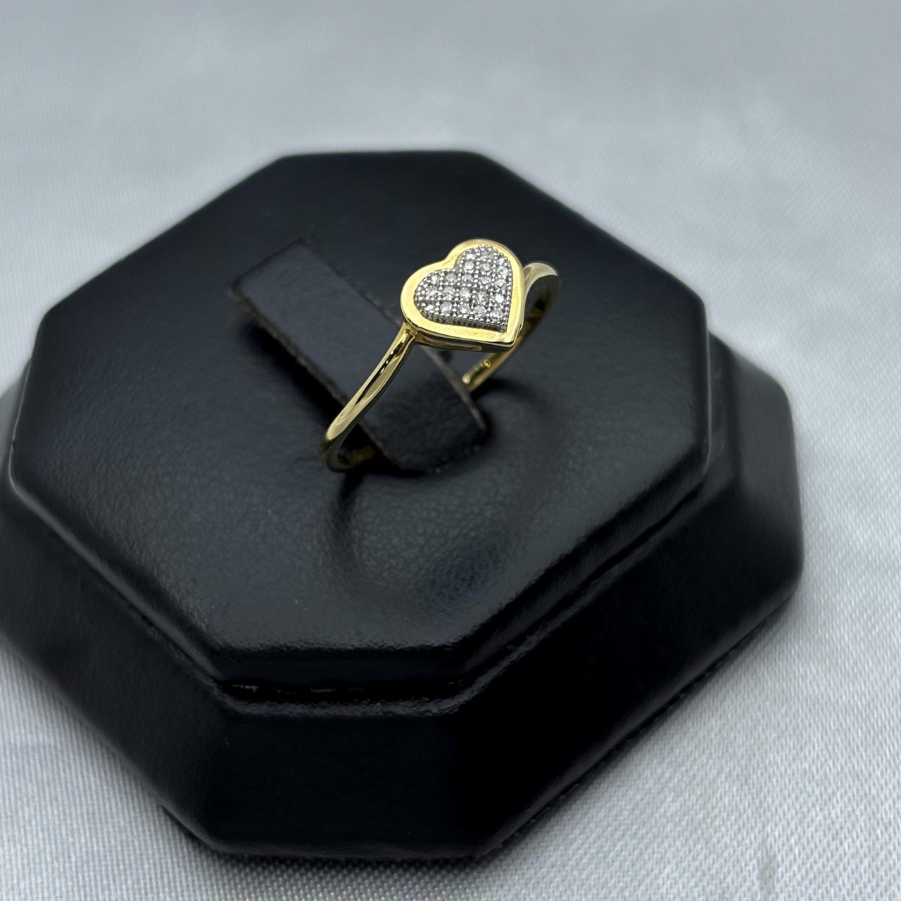 #ADX10112 - Anillo Corazón Con Diamante Natural Oro 10K - LX235/